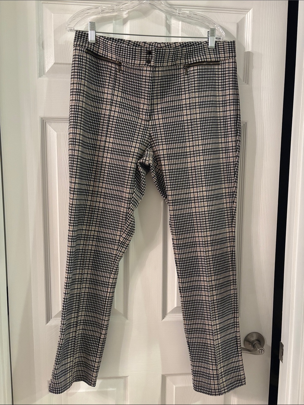 J. McLaughlin Black, White and Brown Houndstooth Skirt
